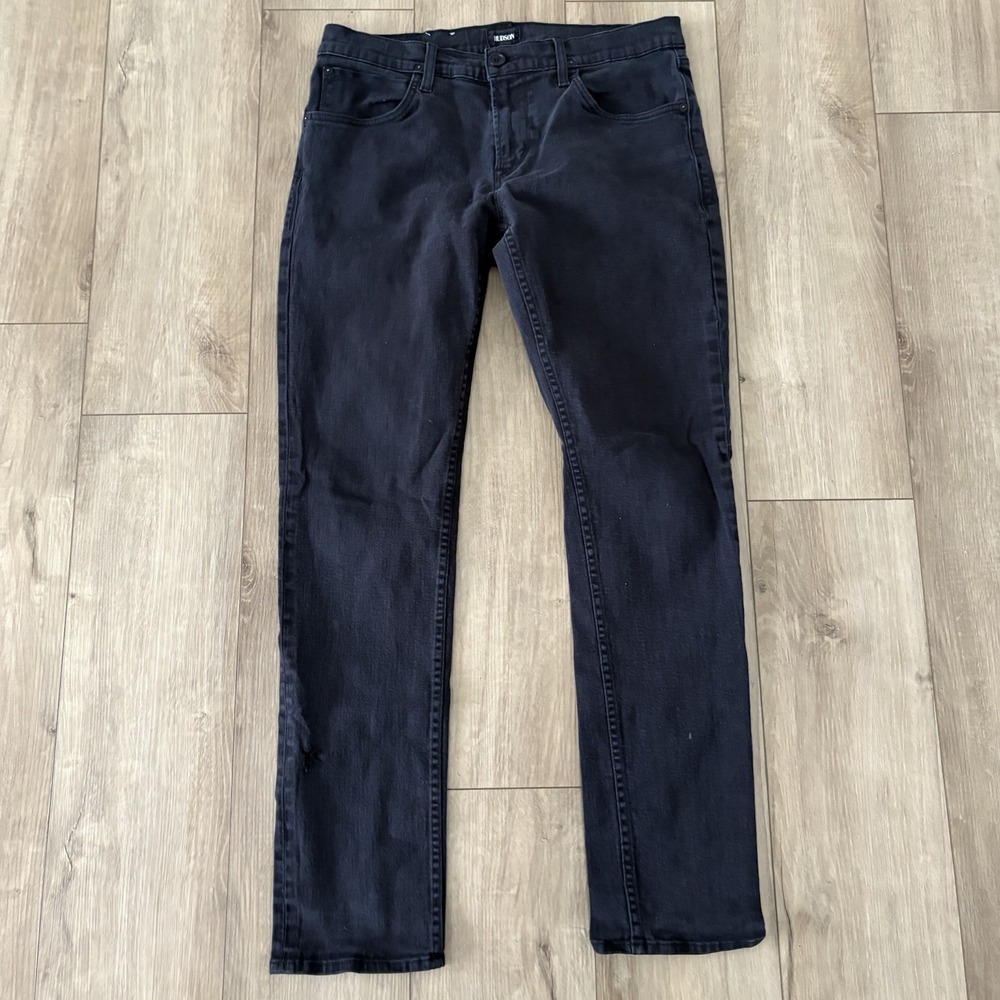 Hudson Blake Slim Straight Jeans Mens 33 Black Denim Classic Five Pocket Stylish